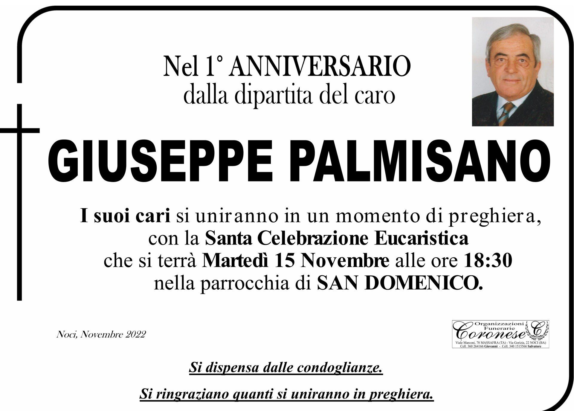 necrologio GIUSEPPE PALMISANO