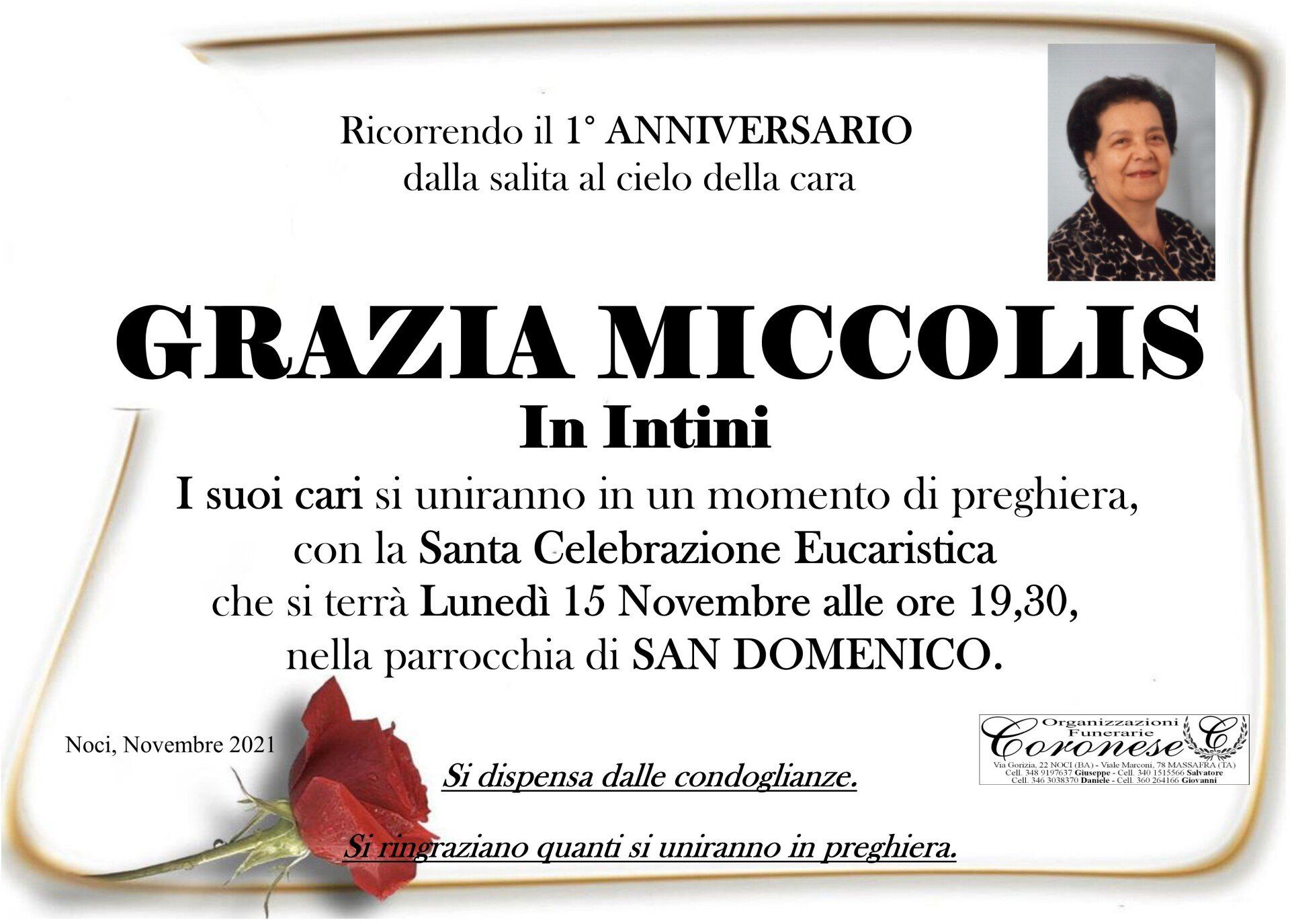 necrologio GRAZIA MICCOLIS