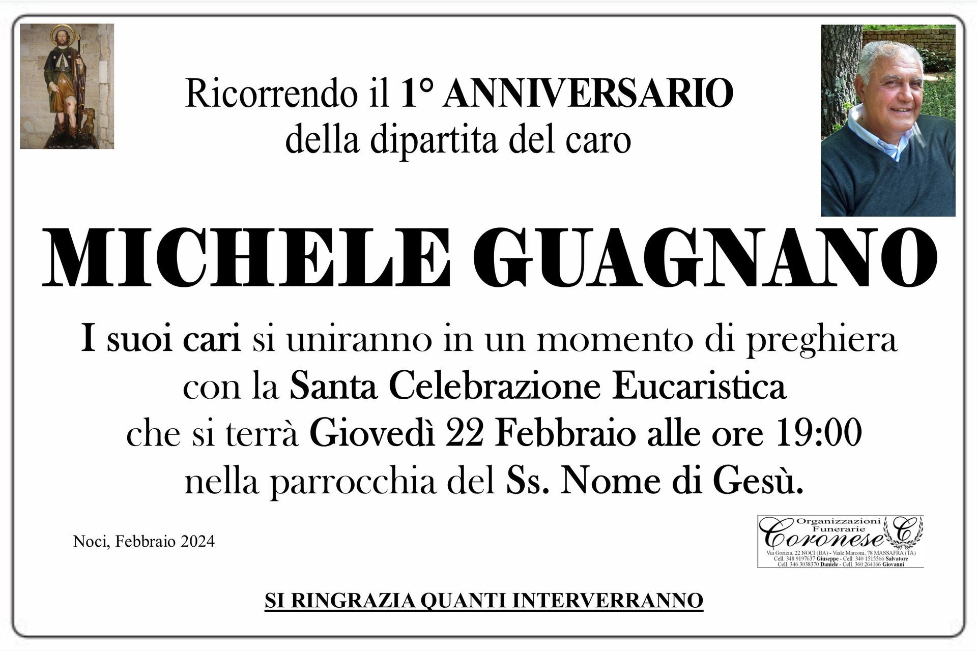 necrologio MICHELE GUAGNANO