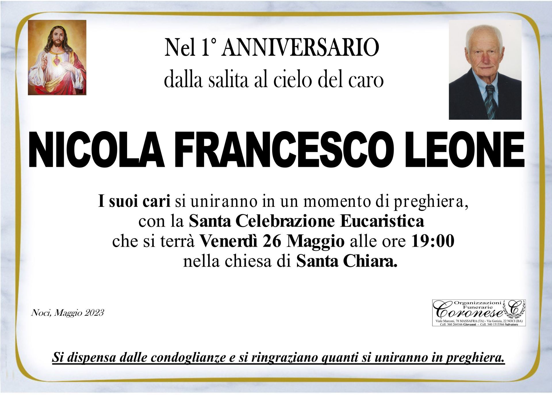 necrologio NICOLA FRANCESCO LEONE