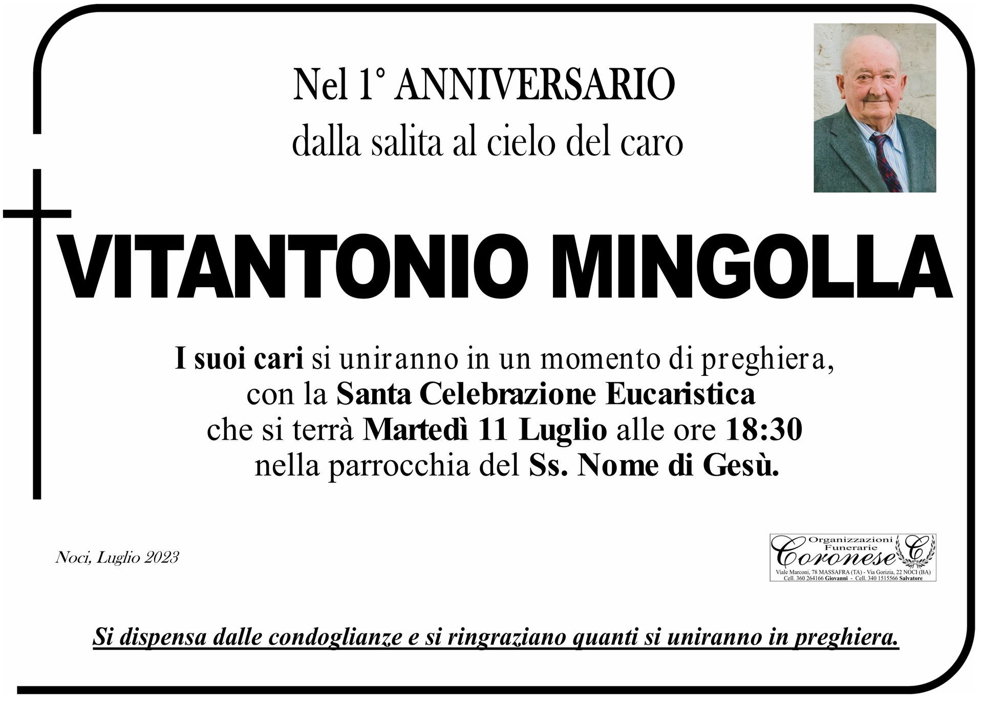 necrologio VITOANTONIO MINGOLLA