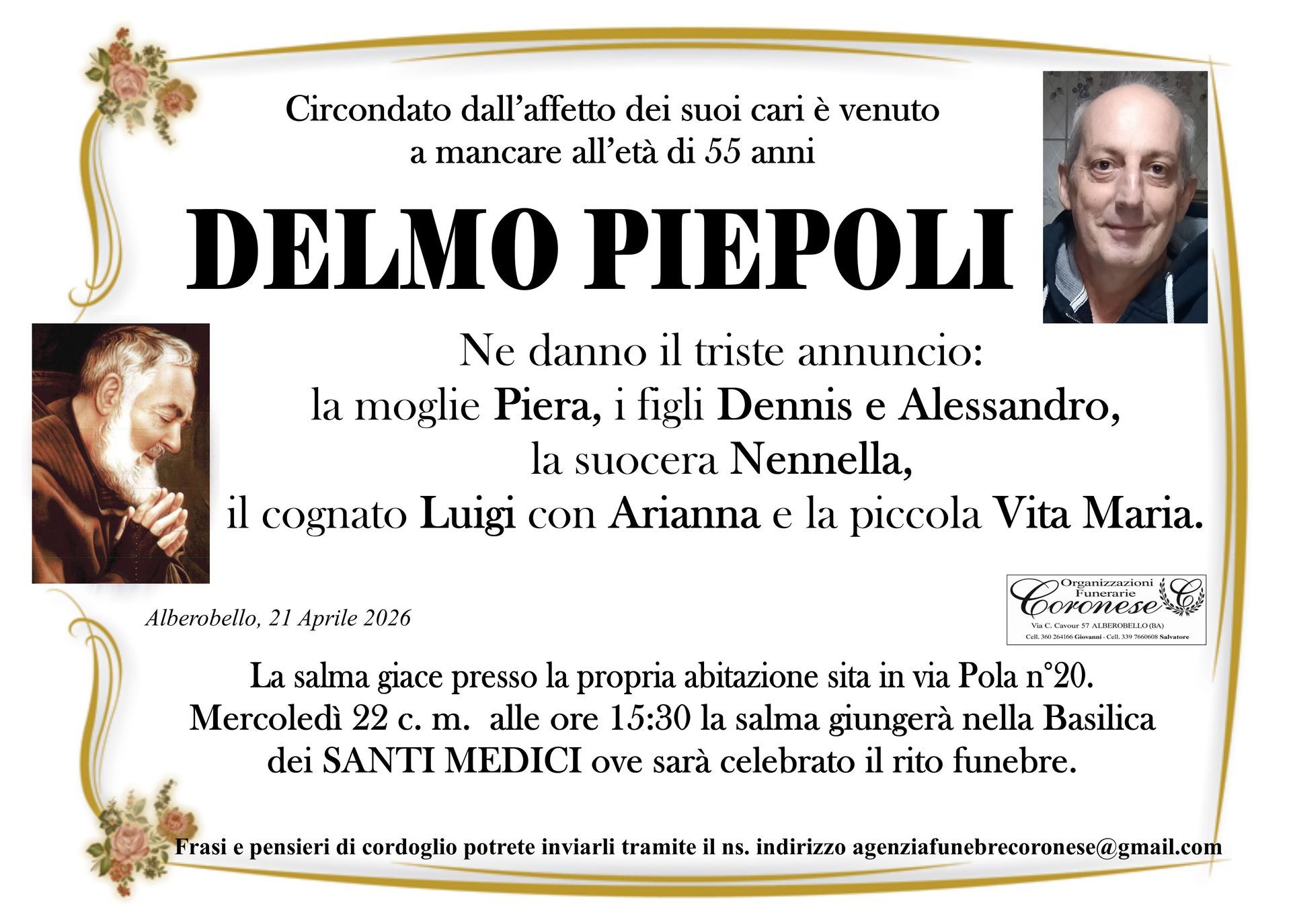 necrologio DELMO PIEPOLI