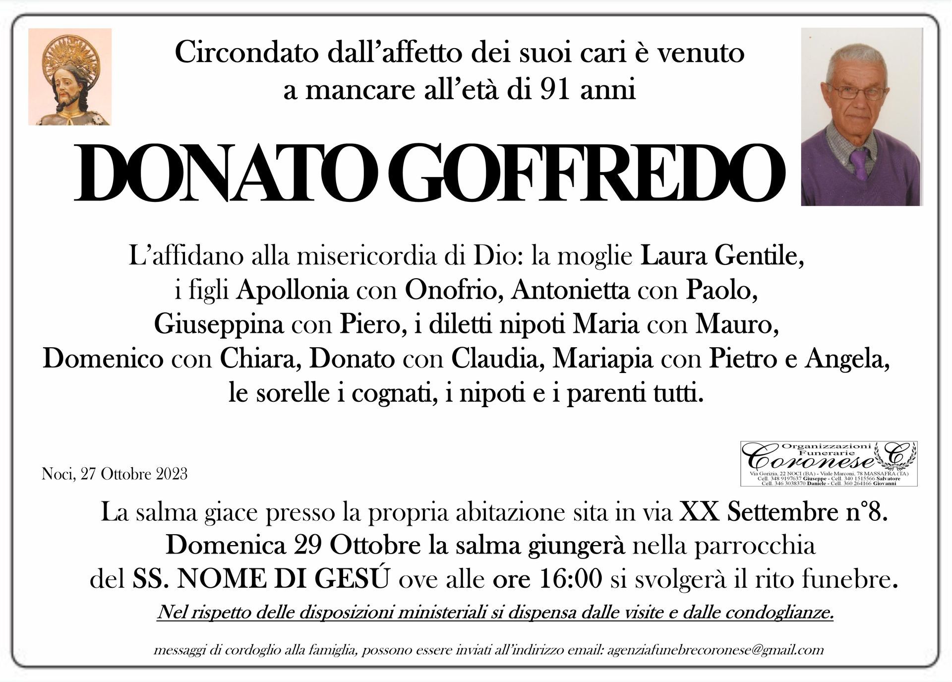 necrologio DONATO GOFFREDO
