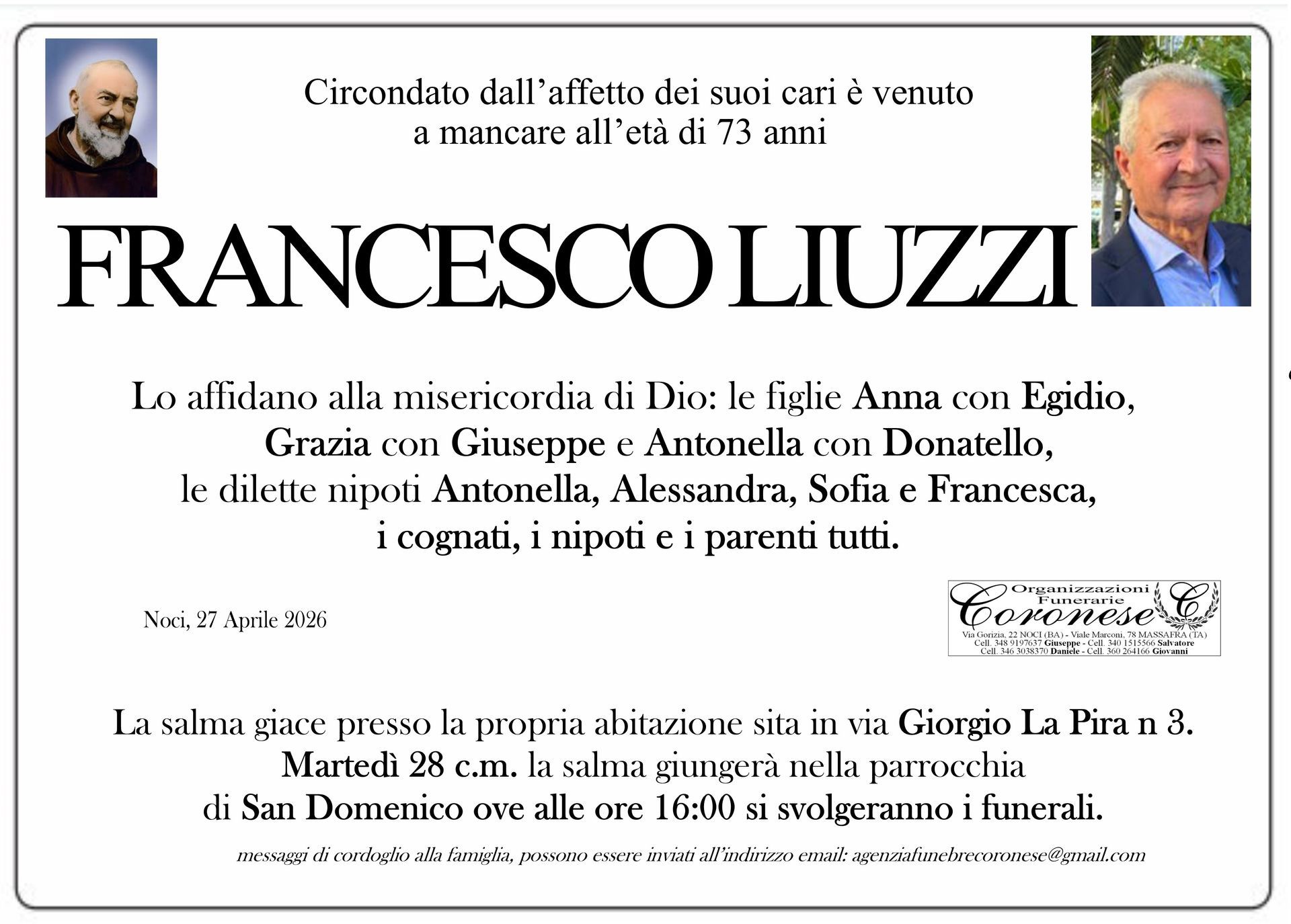 necrologio FRANESCO LIUZZI