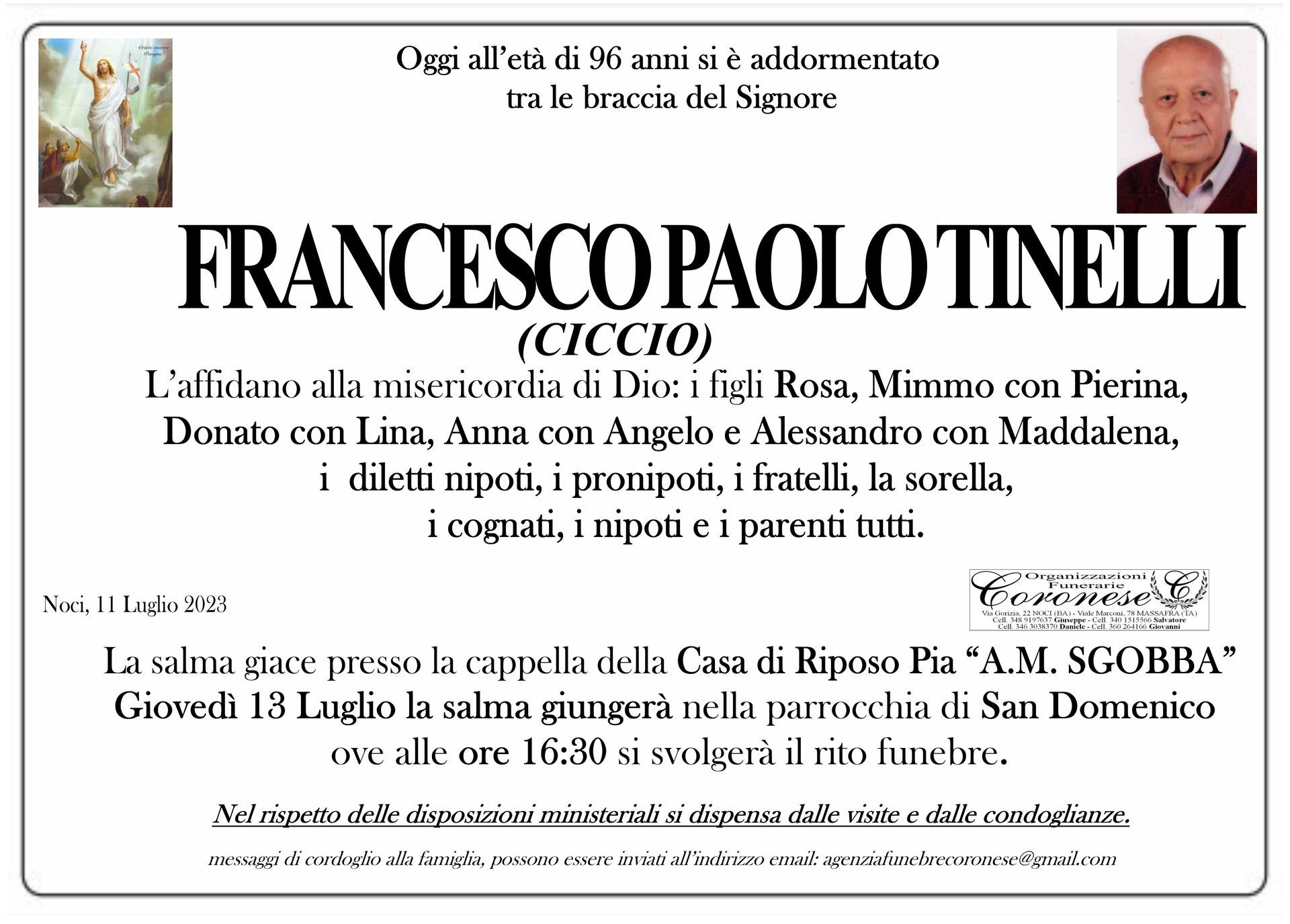 necrologio FRANCESCO PAOLO TINELLI