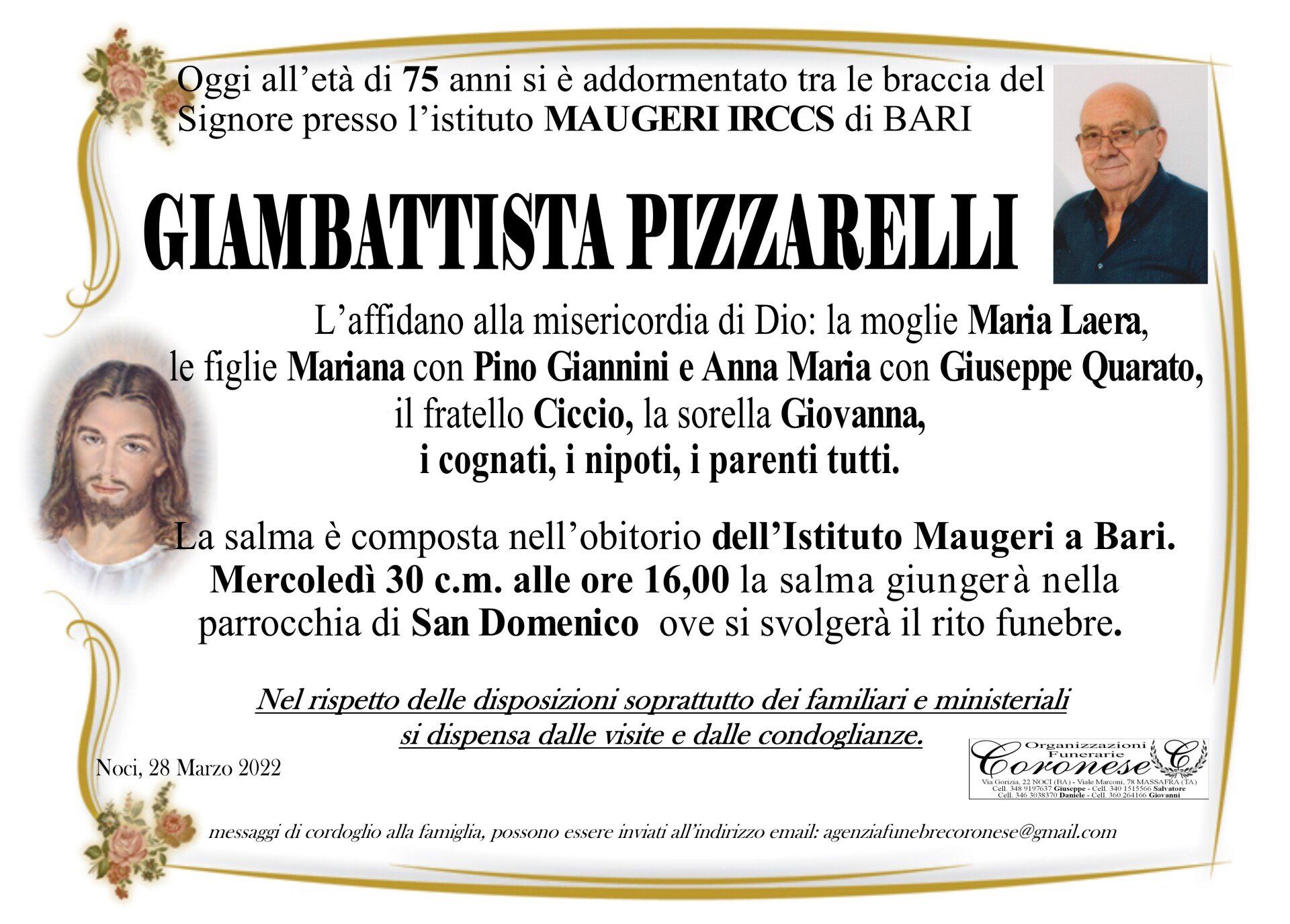 necrologio GIAMBATTISTA PIZZARELLI