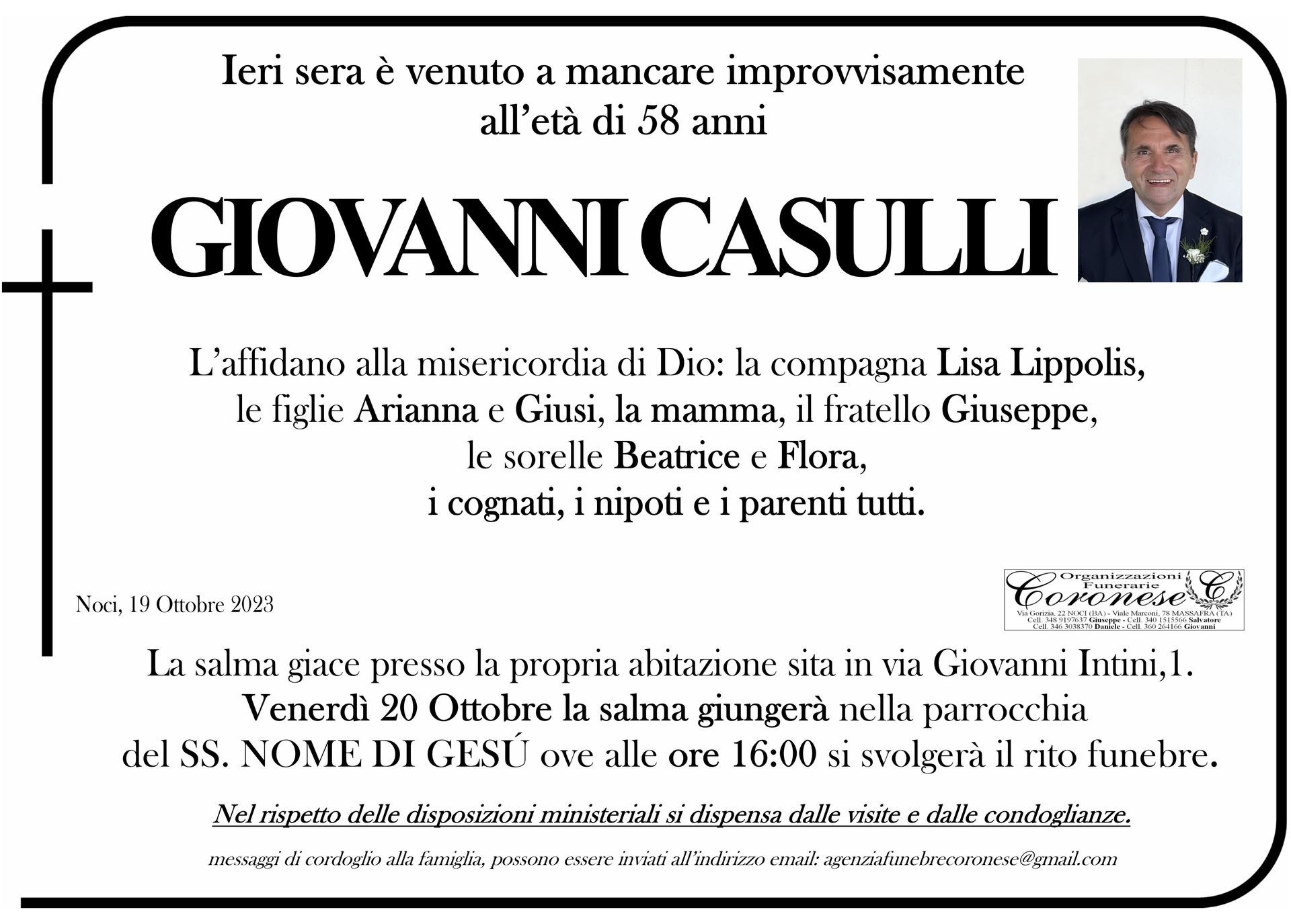 necrologio GIOVANNI CASULLI
