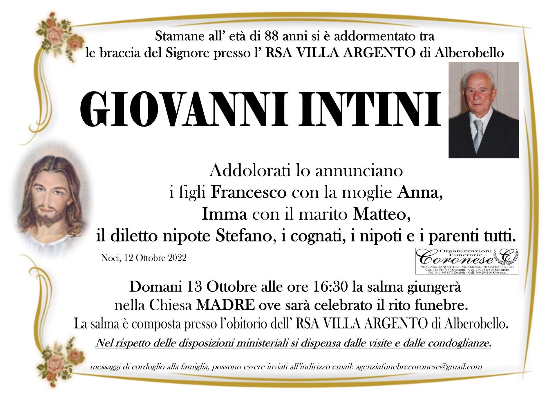 necrologio GIOVANNI INTINI