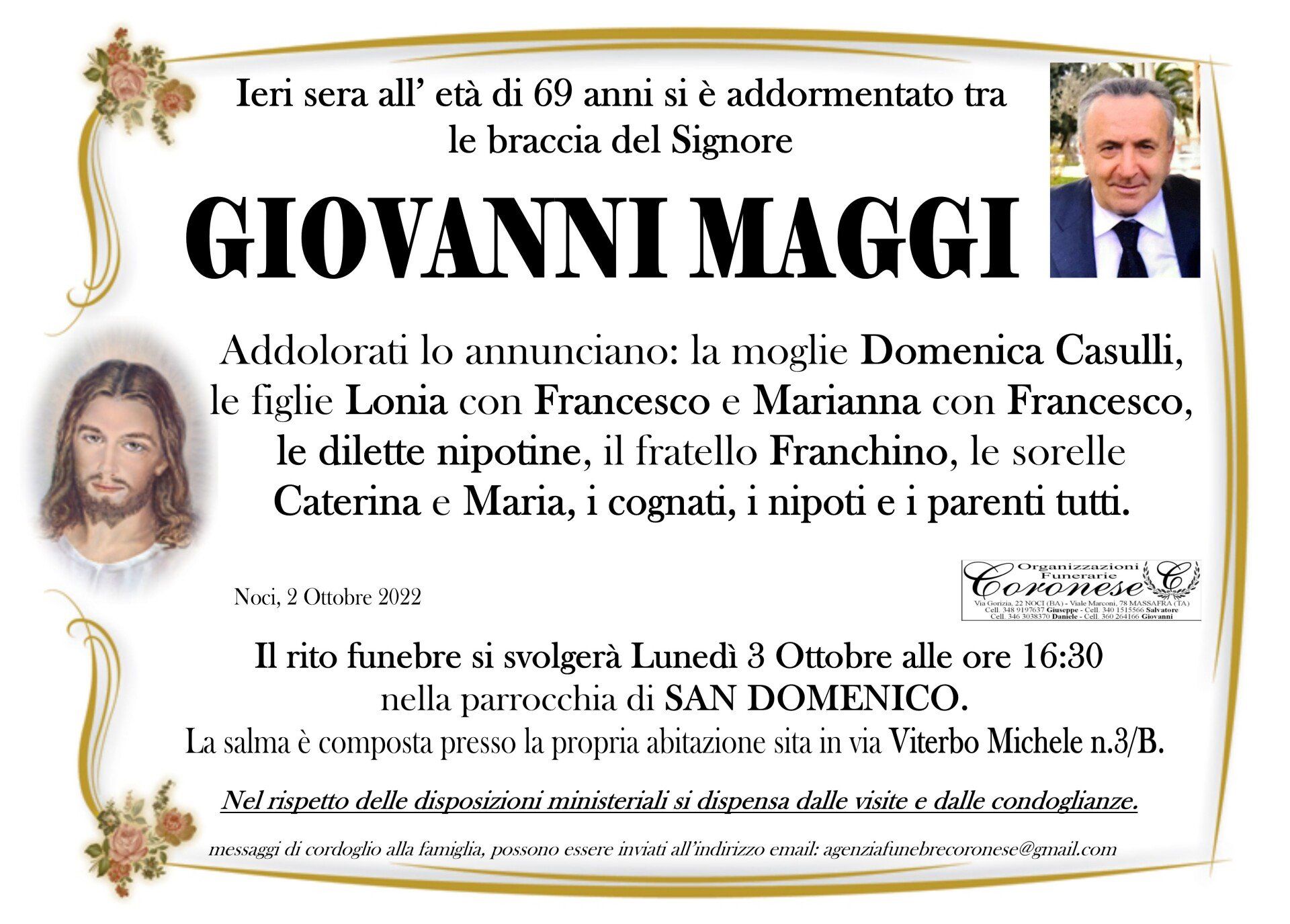 necrologio GIOVANNI MAGGI