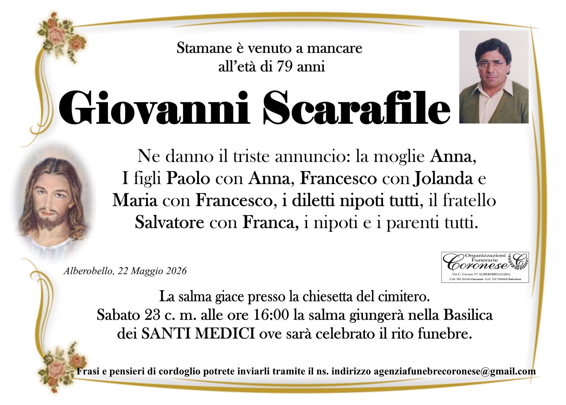 necrologio GIOVANNI SCARAFILE