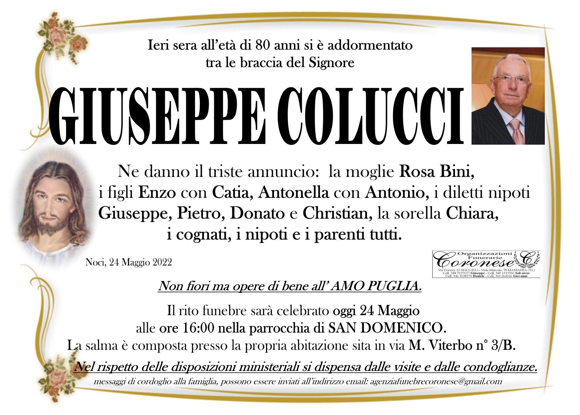 necrologio GIUSEPPE COLUCCI