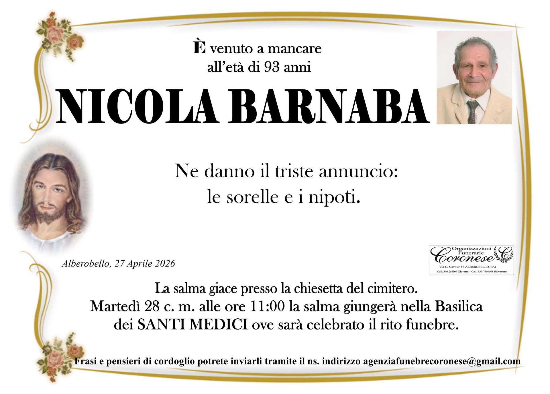 necrologio NICOLA BARNABA