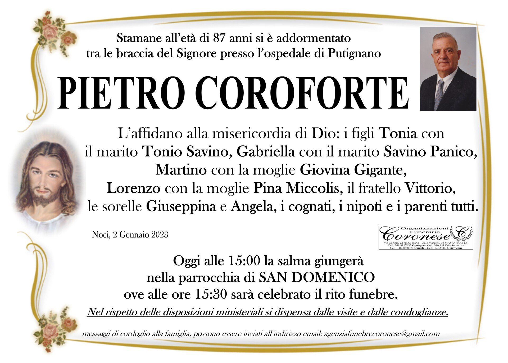necrologio PIETRO COROFORTE