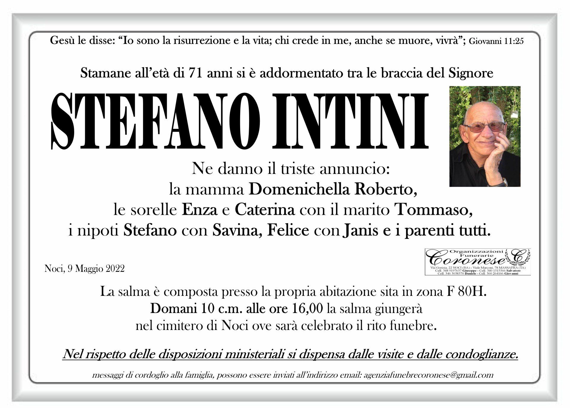 necrologio STEFANO INTINI