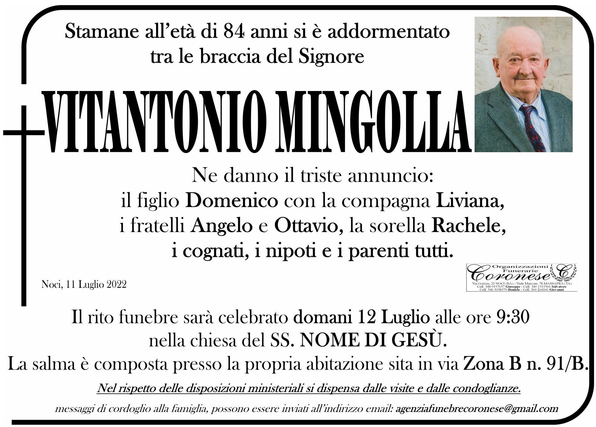 necrologio VITANTONIO MINGOLLA