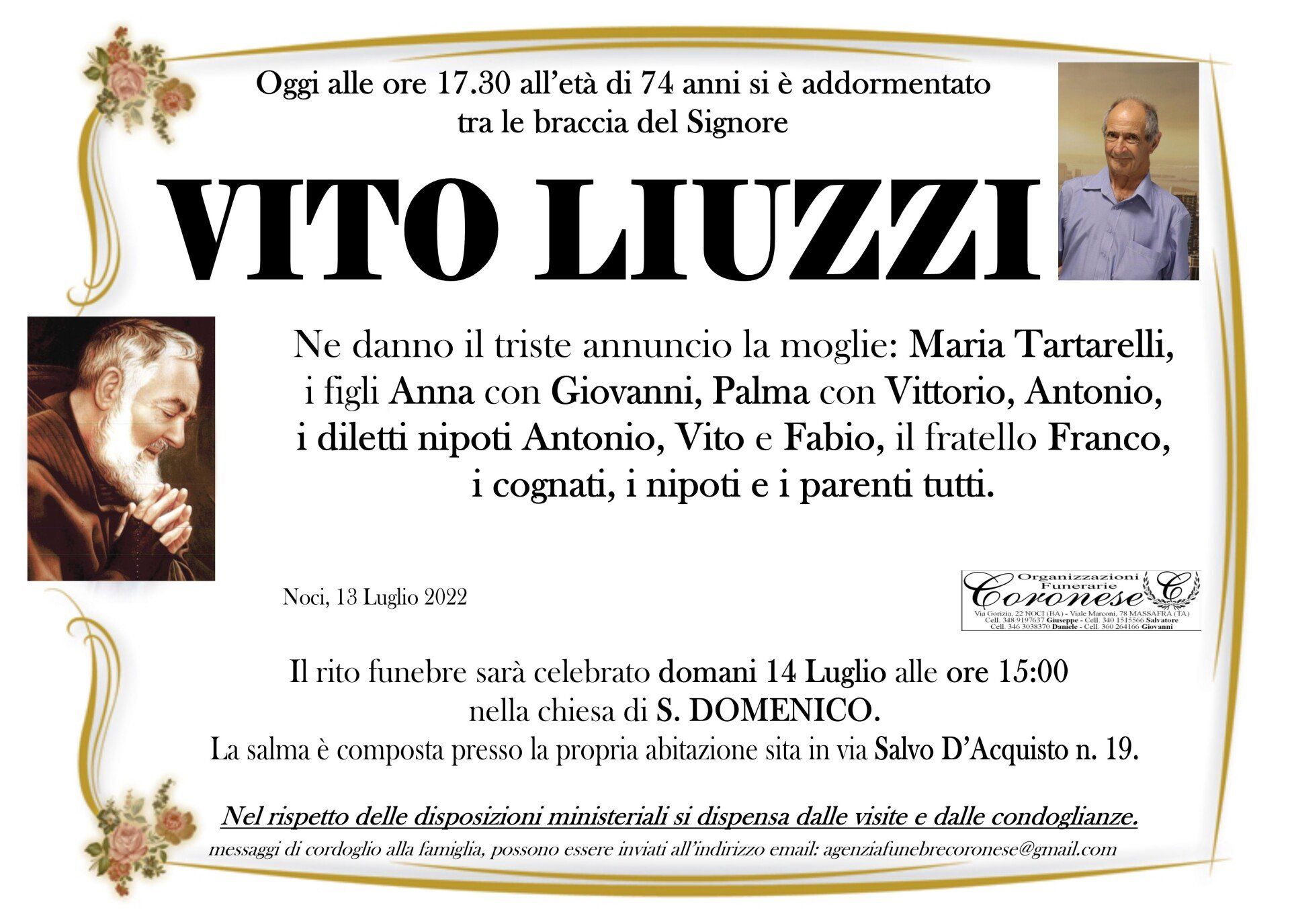 necrologio VITO LIUZZI