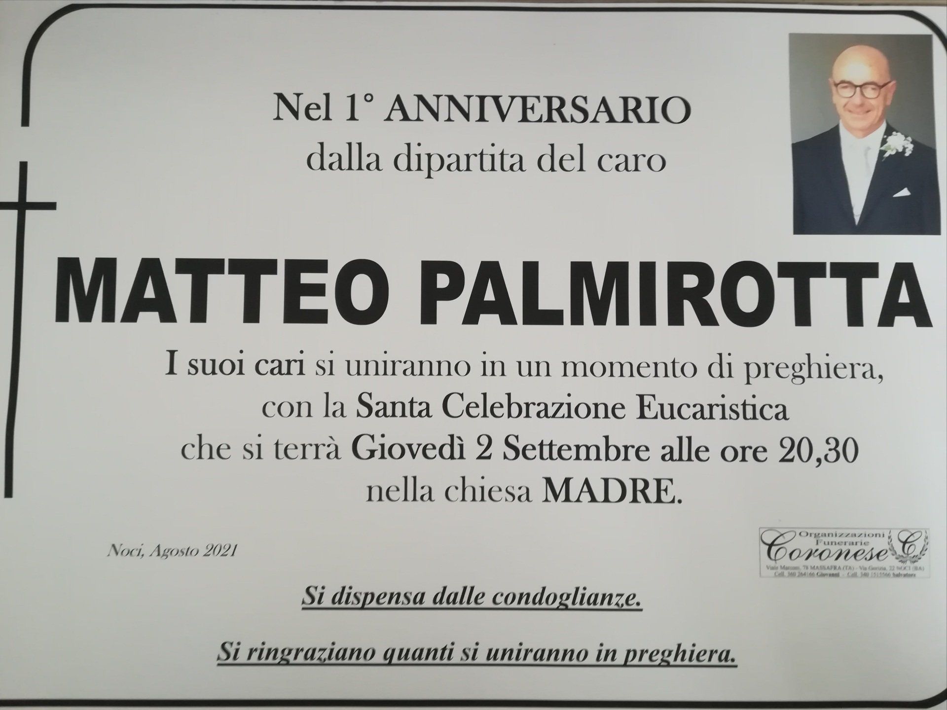 necrologio Matteo Parlmirotta