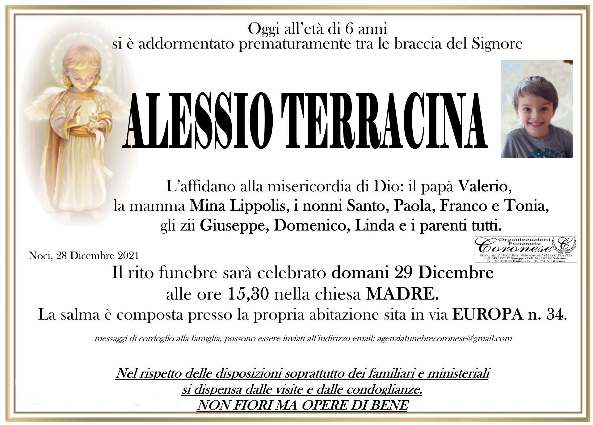 necrologio ALESSIO TERRACINA