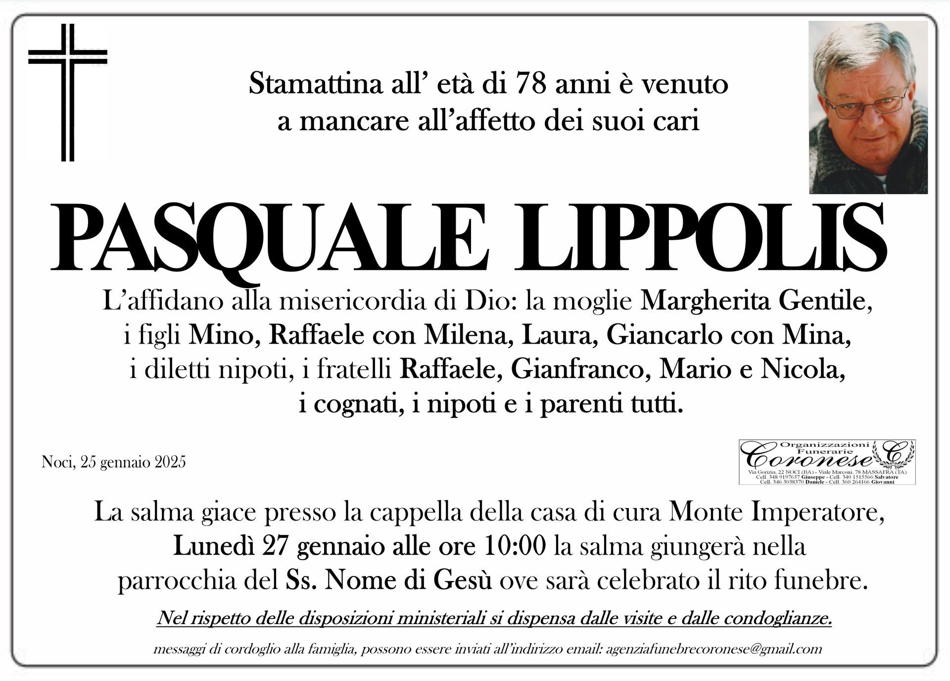 necrologio PASQUALE LIPPOLIS