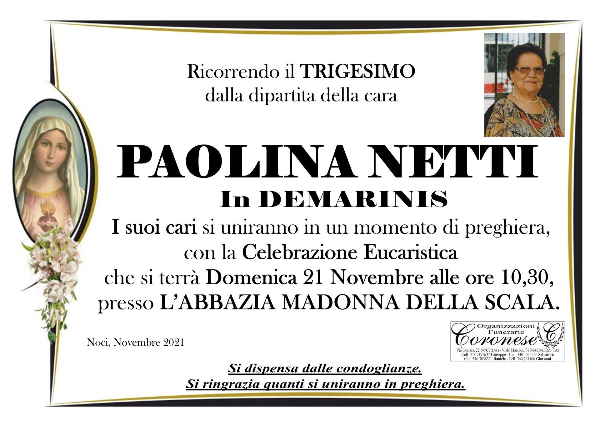 necrologio PAOLINA NETTI