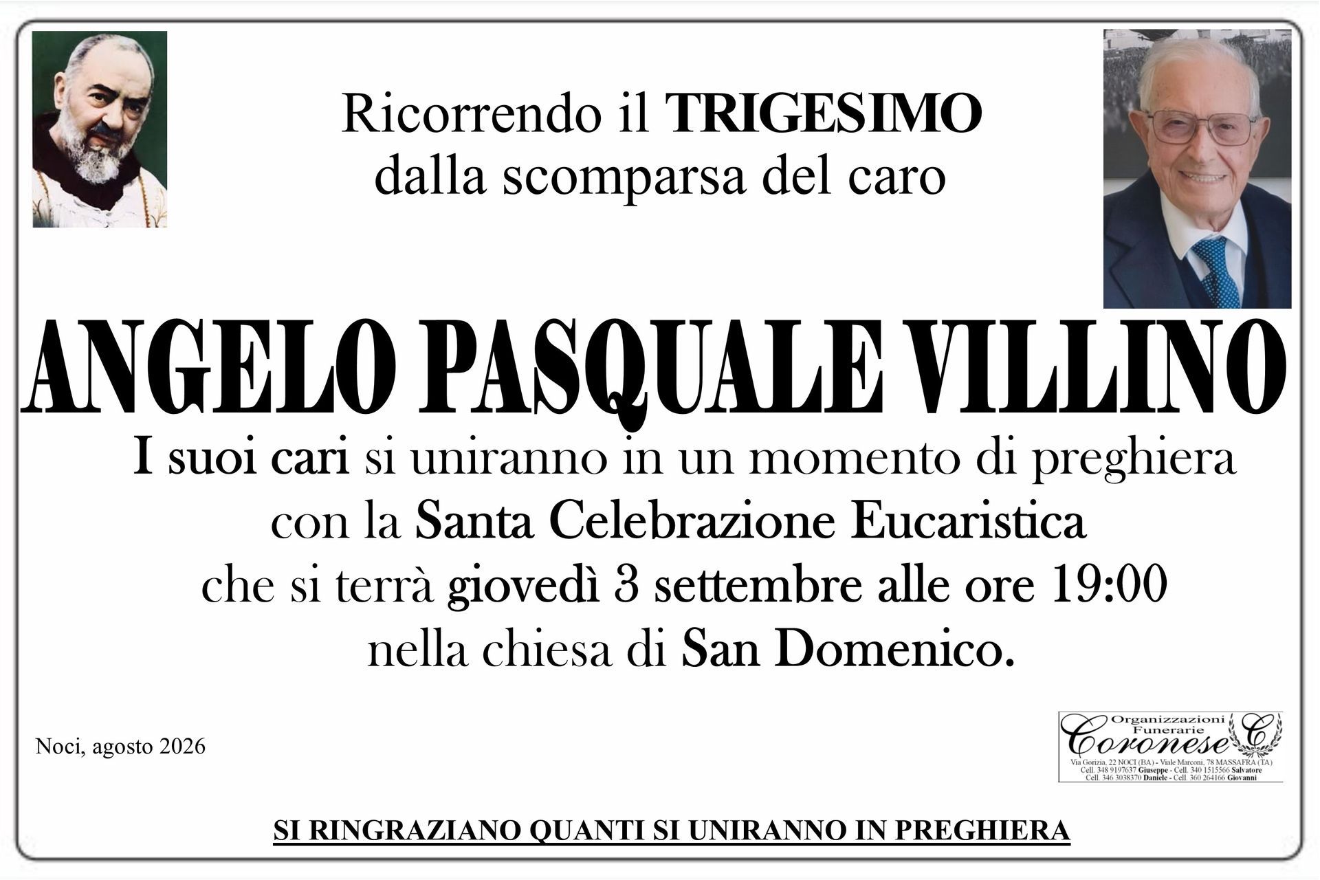 necrologio ANGELO PSQUALE VILLINO