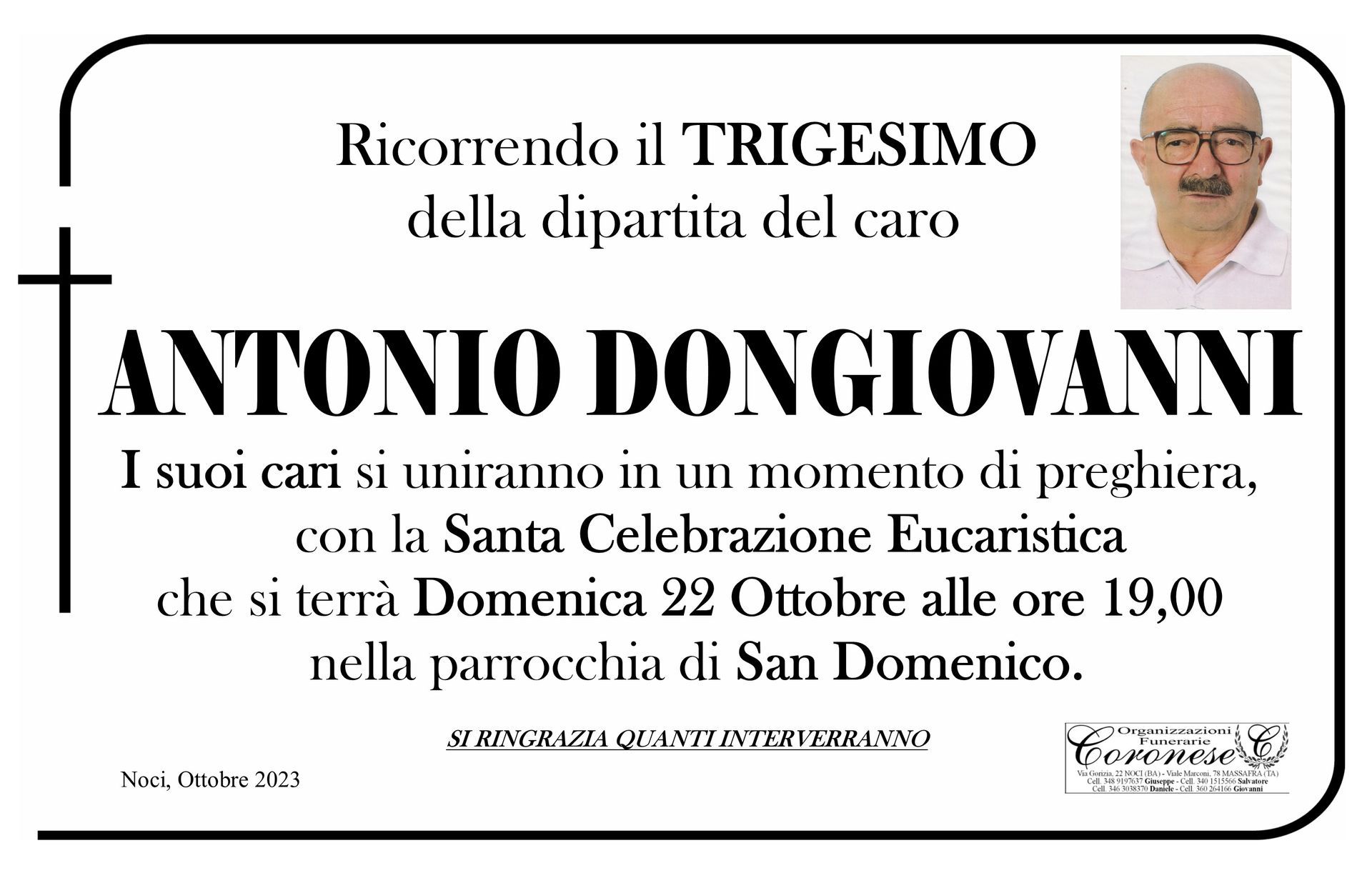 necrologio ANTONIO DONGIOVANNI