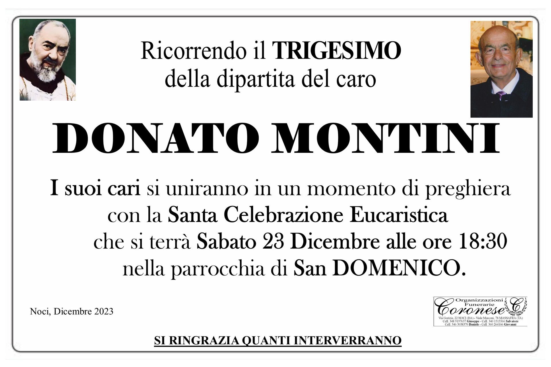 necrologio DONATO MONTINI