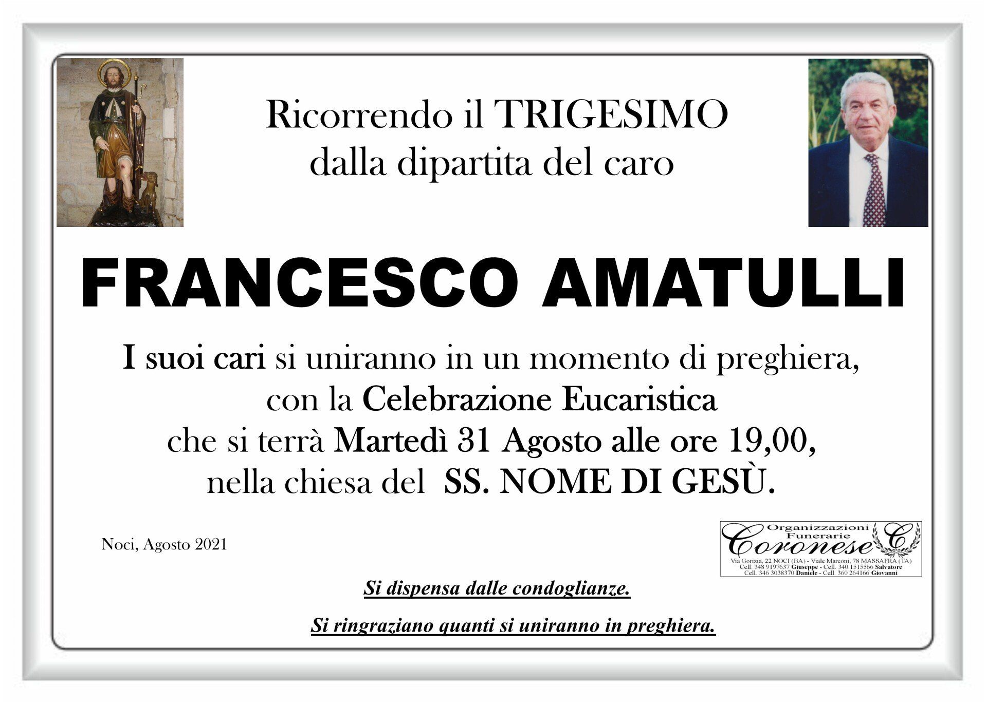 necrologio Francesco Amatulli