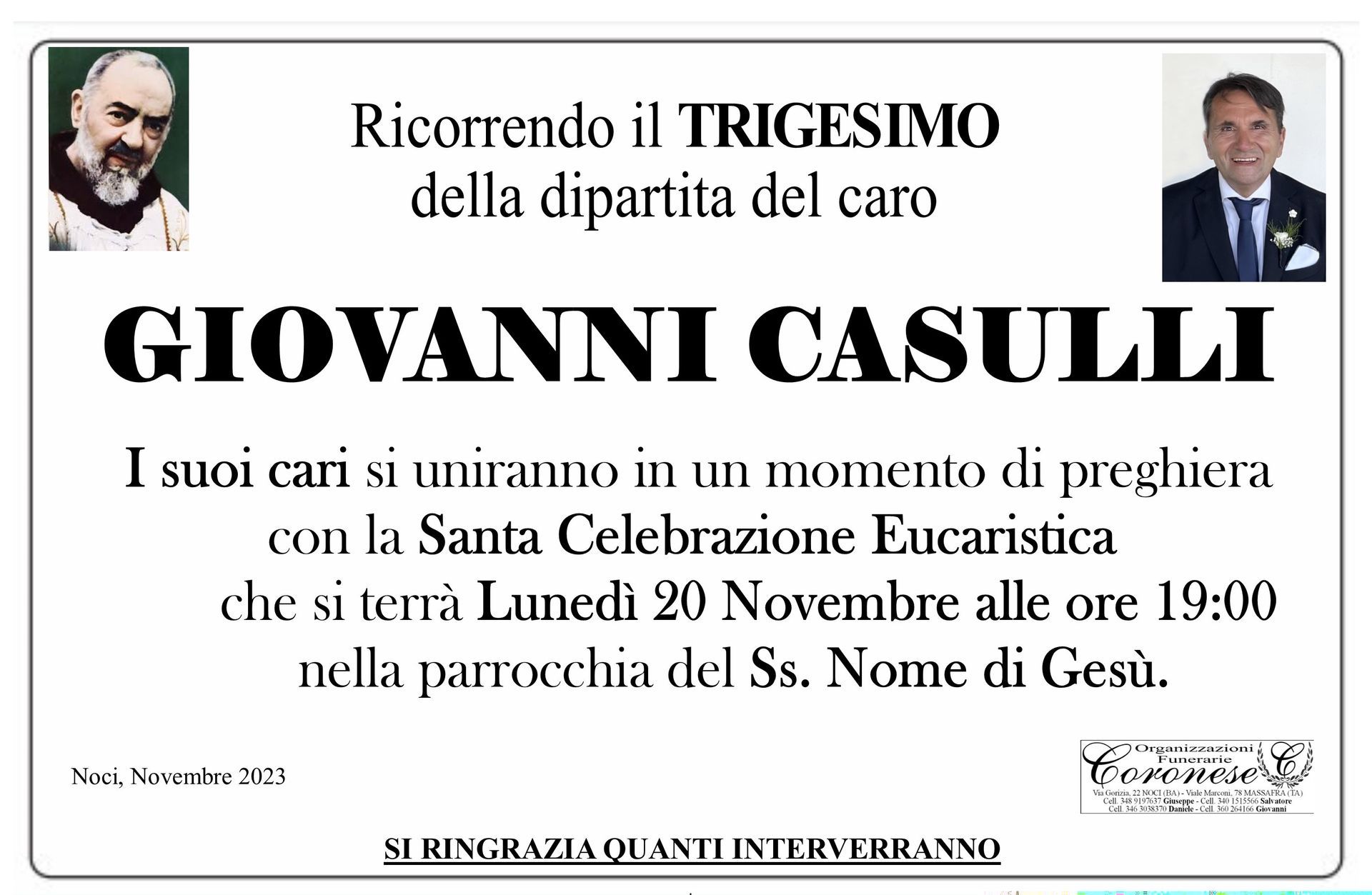 necrologio GIOVANNI CASULLI
