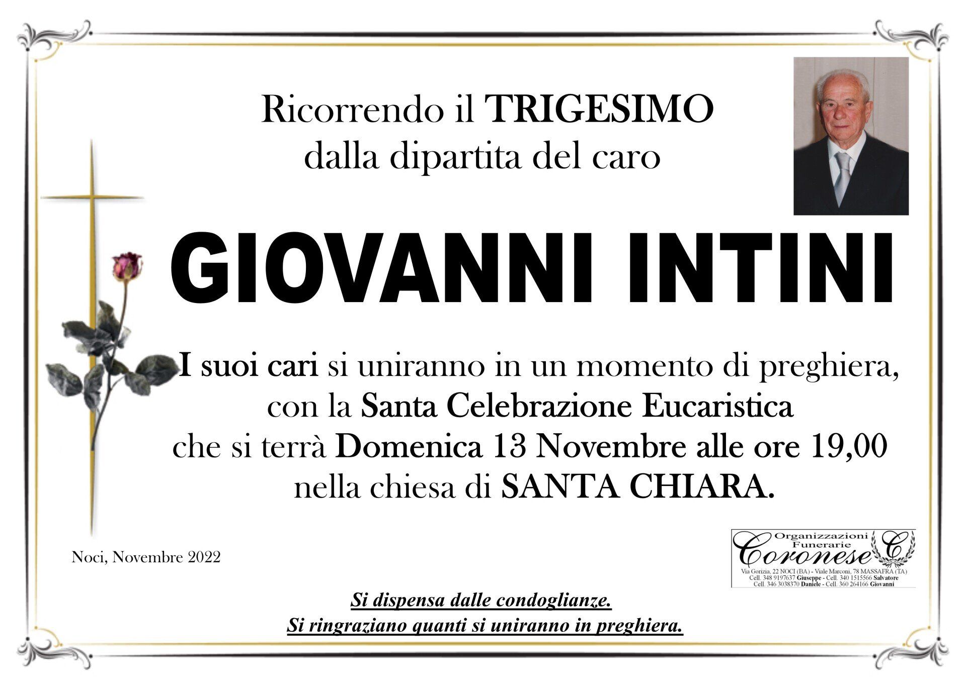 necrologio GIOVANNI INTINI