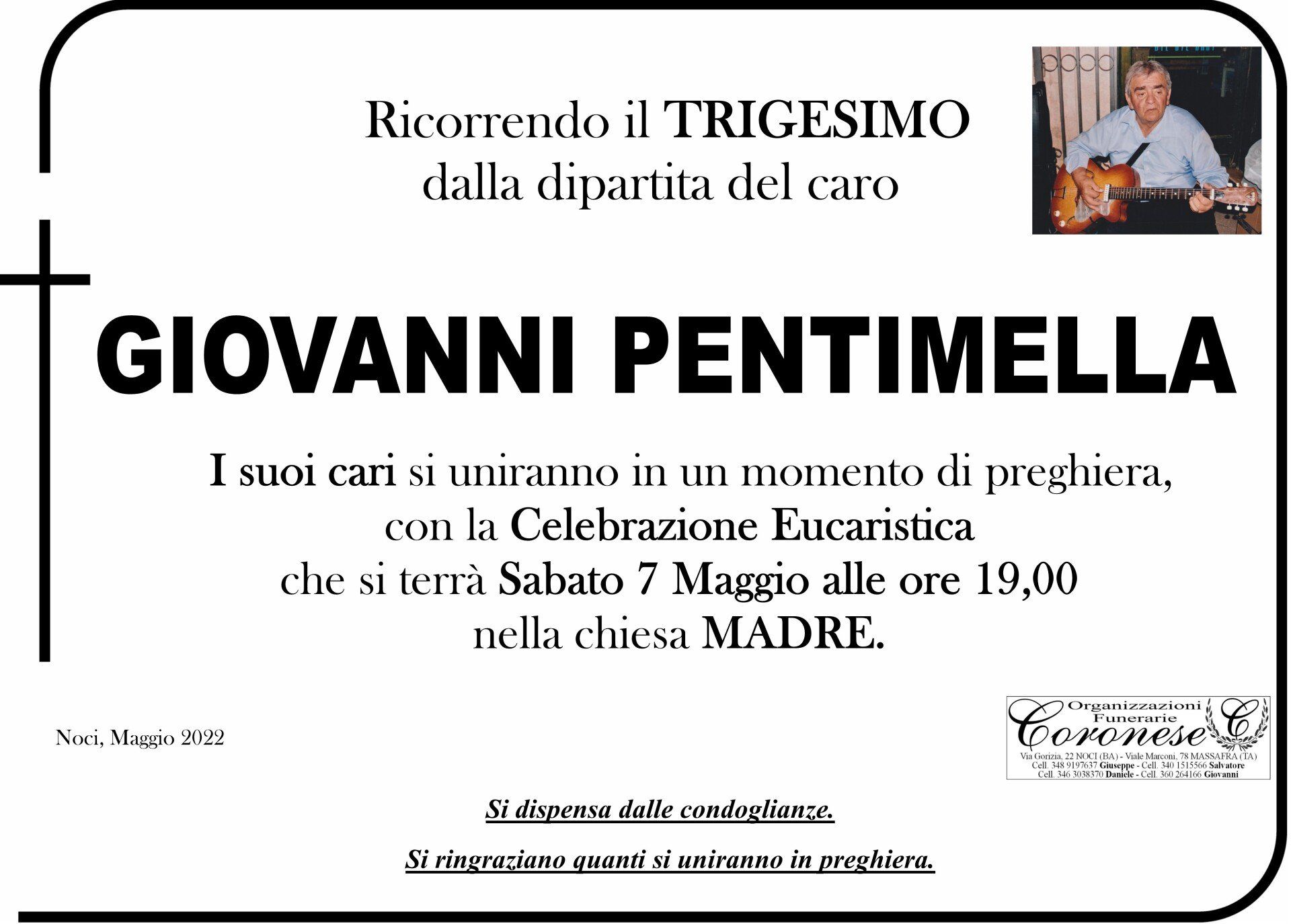 necrologio GIOVANNI PENTIMELLA