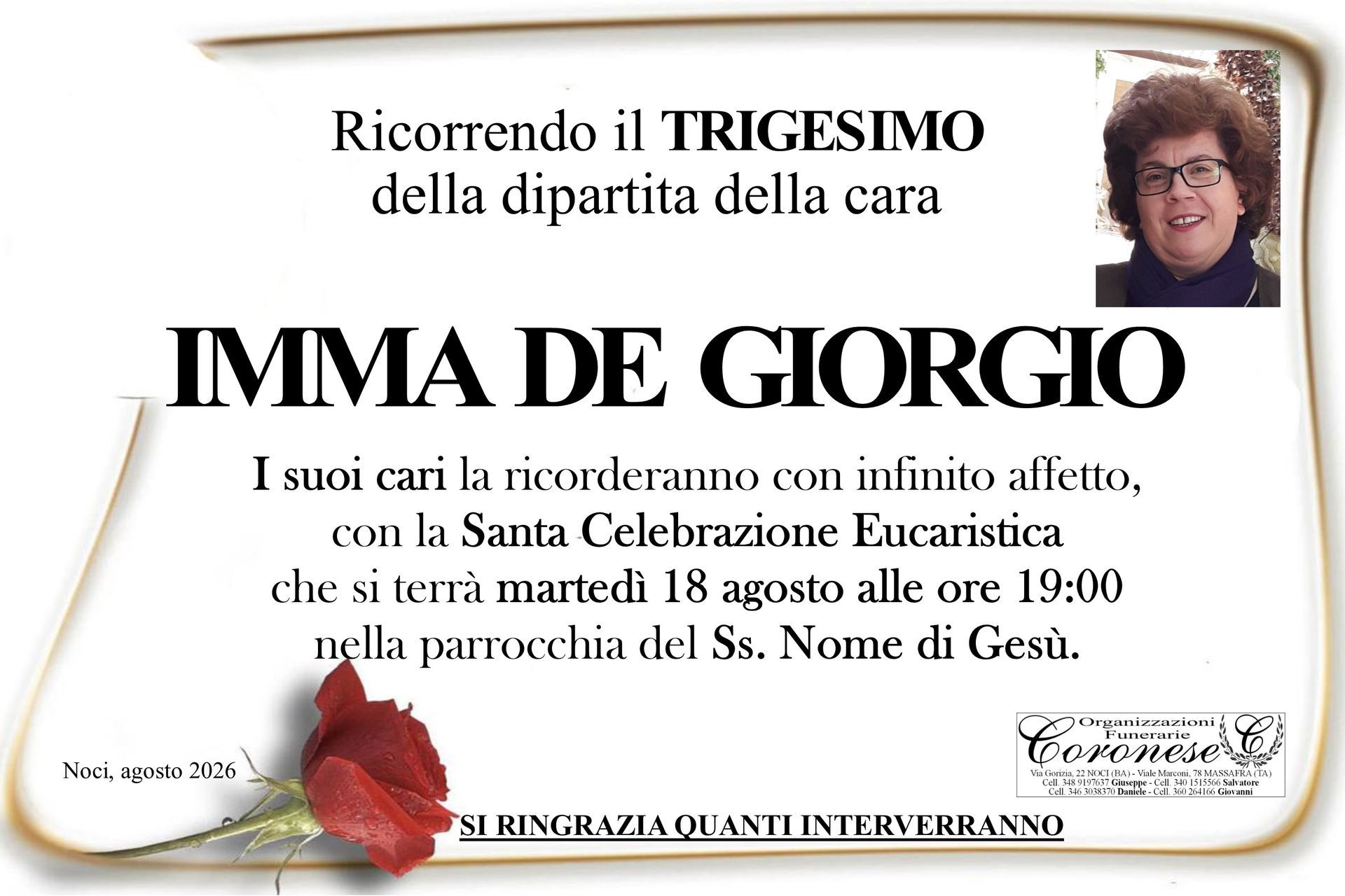 necrologio IMMA DE GRGIO