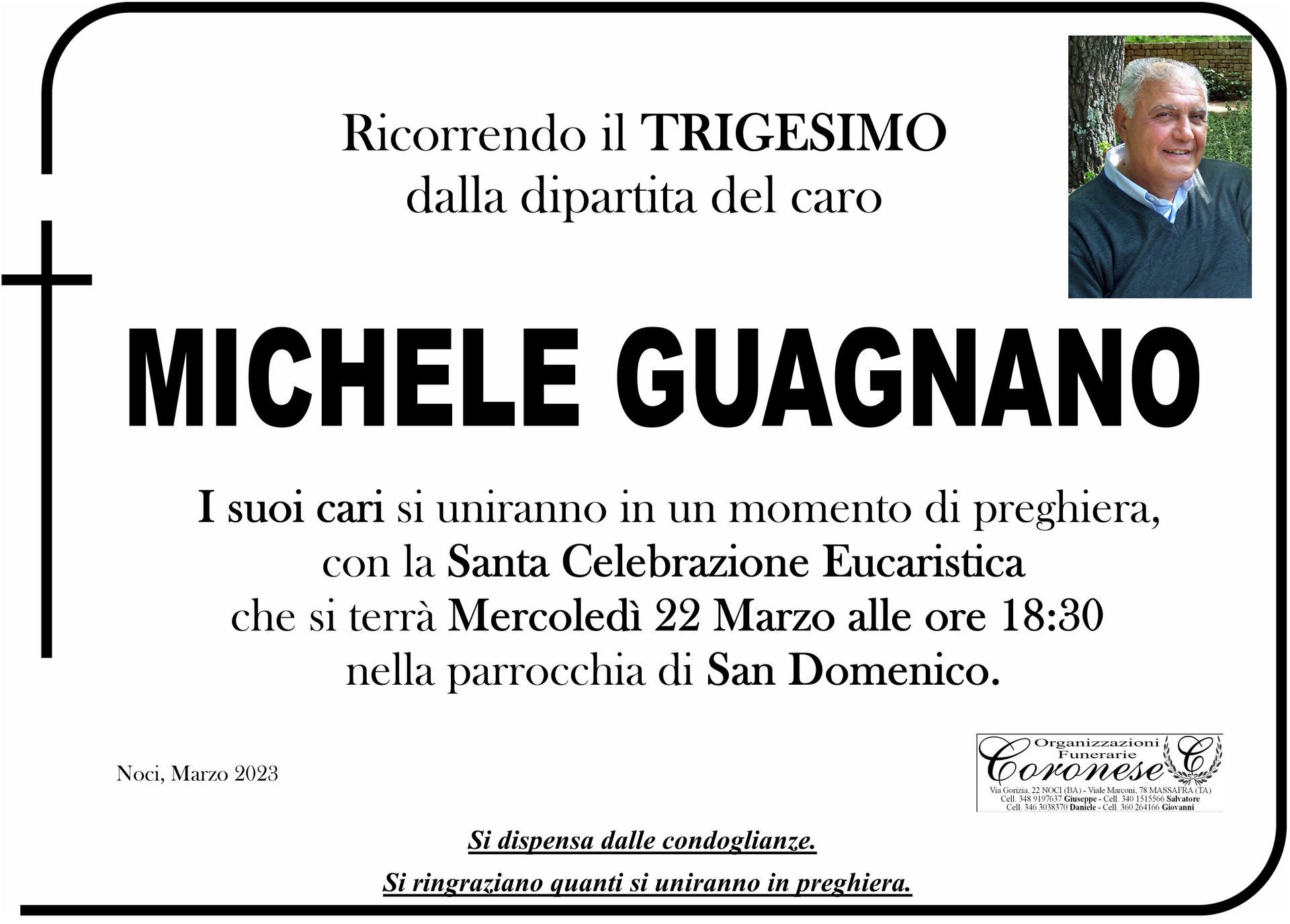 necrologio MICHELE GUAGNANO