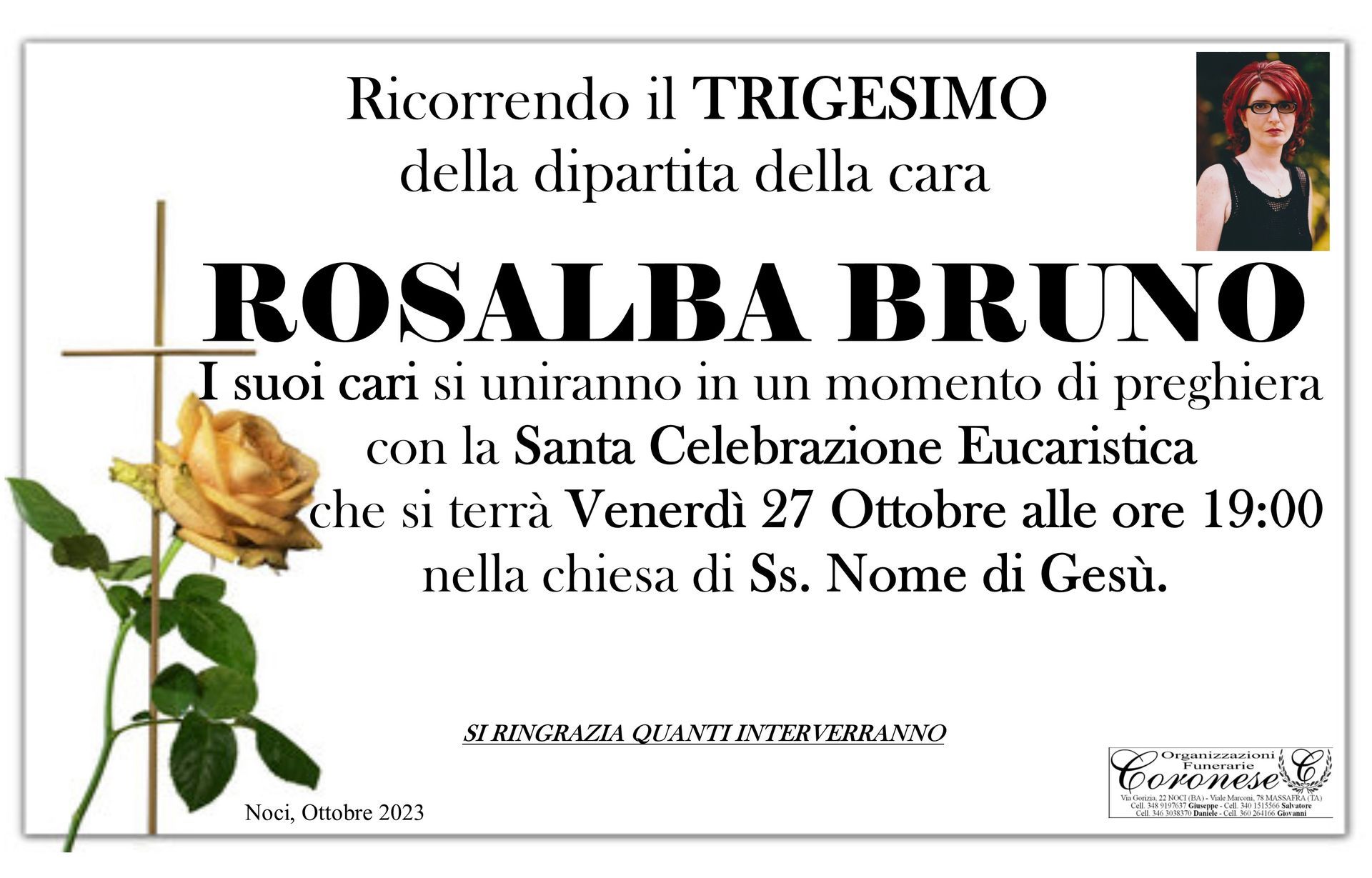 necrologio ROSALBA BRUNO
