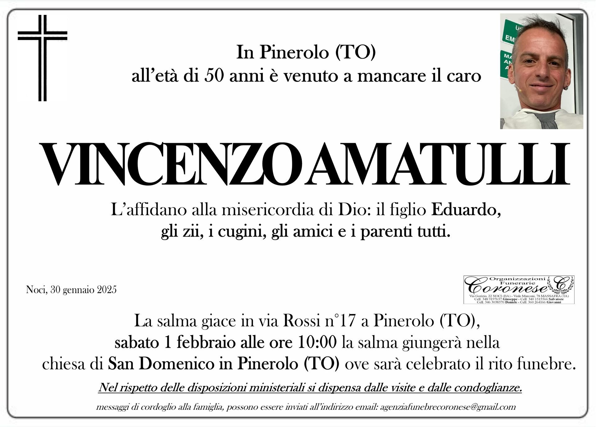 necrologio VINCENZO AMATULLI
