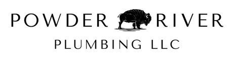 The logo for powder river plumbing llc has a buffalo on it.