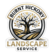 Burnt Hickory Landscape Service logo with stylized tree and gold, black, and tan design