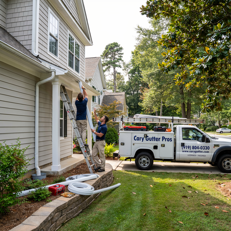 man wearing blue gloves fixing roof gutter