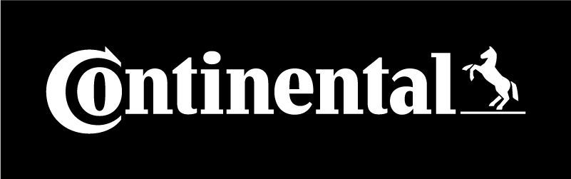 Continental logo in white on a black background with a stylized horse figure