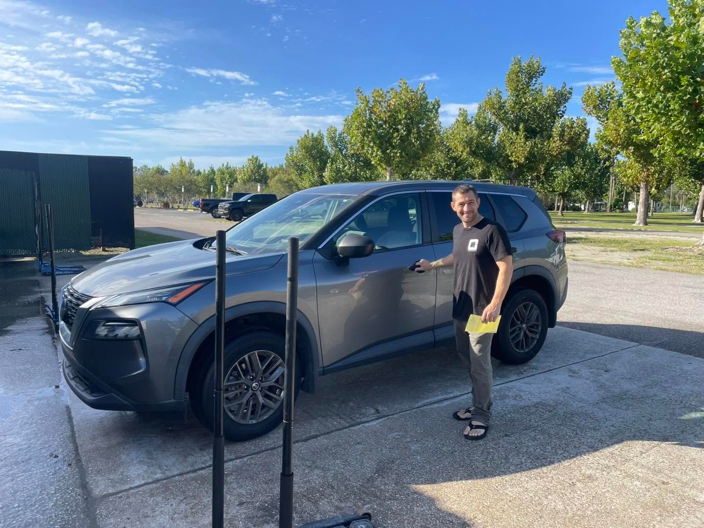 Customer with new sedan tires