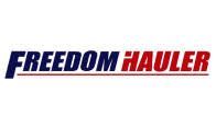 Freedom Hauler logo in blue and red italic text on a white background