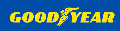 Goodyear logo in yellow on a blue background