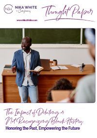 Thought paper cover. A Black man lectures in a classroom, the title mentions Black History.
