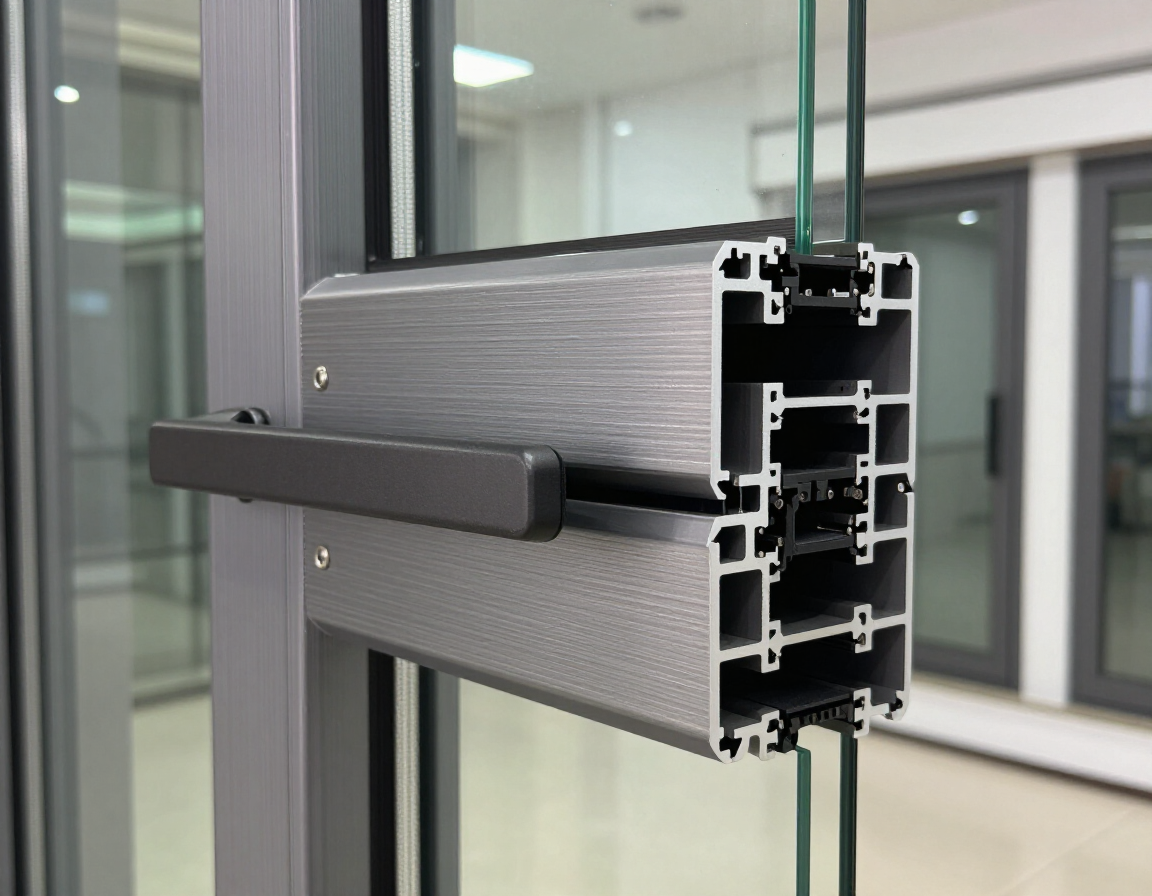 Perfiles de aluminio, cristal templado y herrajes de precisión