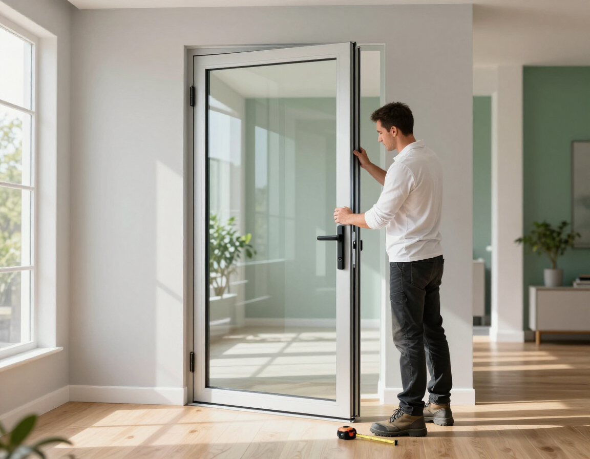 Instalación profesional de puertas de aluminio y vidrio templado