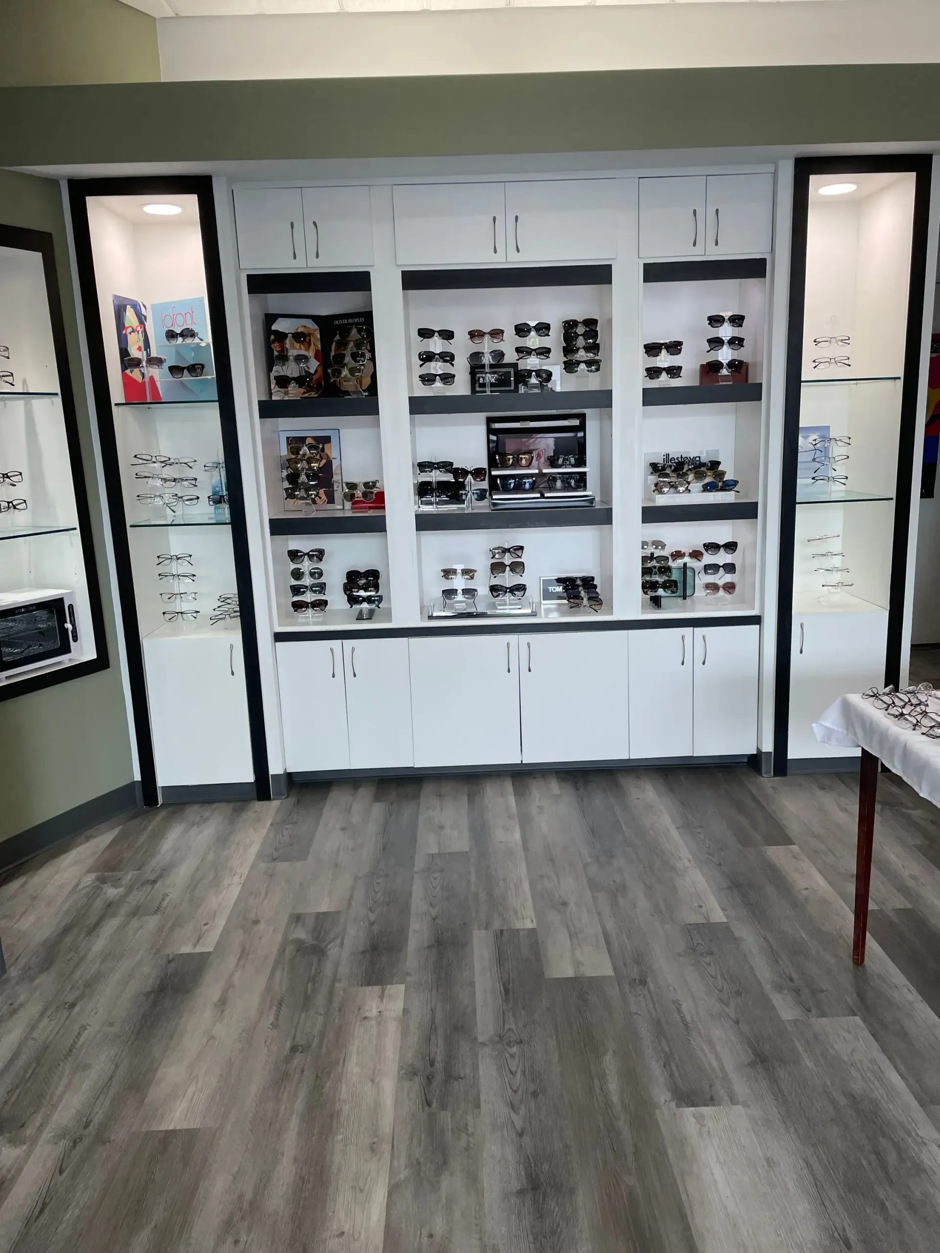 A room with a lot of shelves and glasses on them