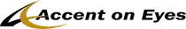 A logo for accent on eyes is shown on a white background.