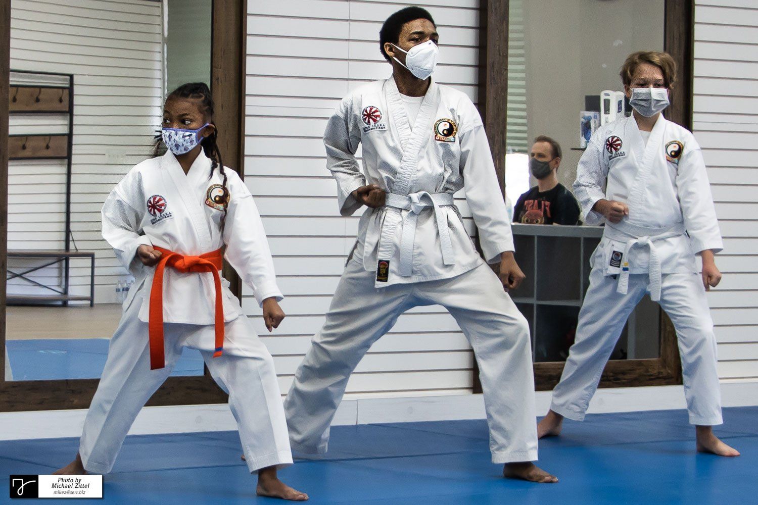 TKA Dojo Karate Belt Testing Sept 201 - Karate kids practicing stance