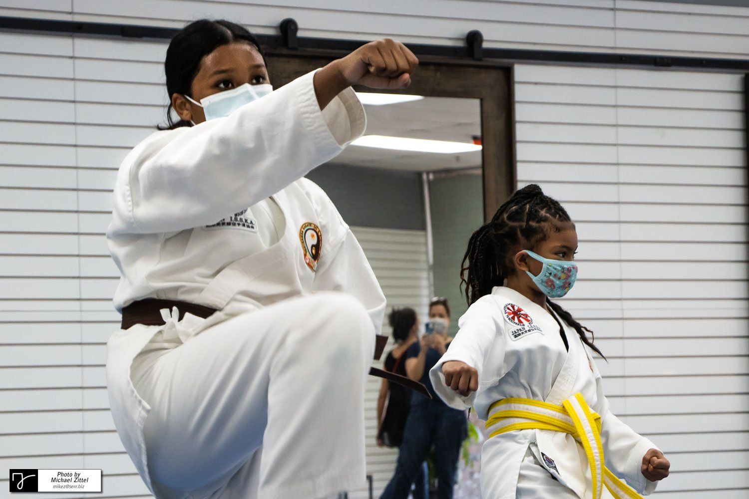 TKA Dojo Karate Belt Testing Sept 201 -Girls throwing Karate punches