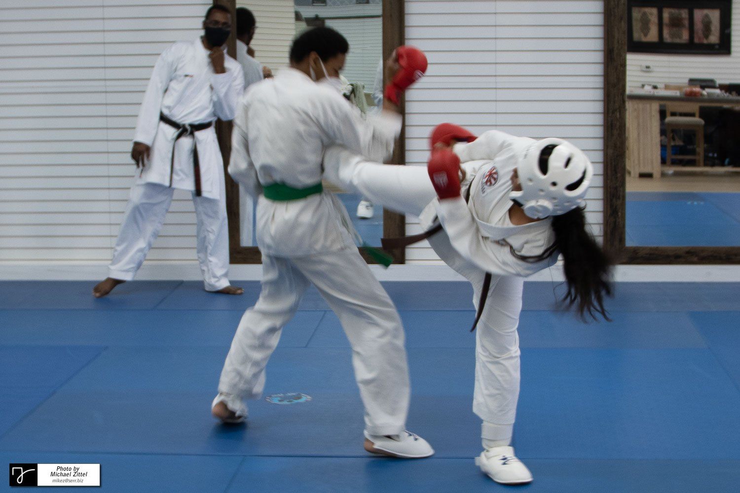 TKA Dojo Karate Belt Testing Sept 201 -Martial arts students sparing